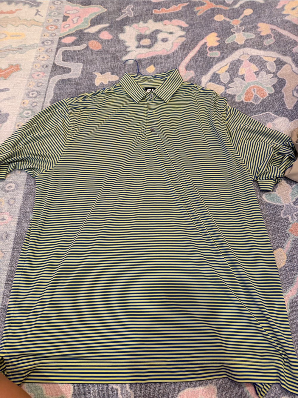 Striped Yellow and Navy Women's Button-Up Top